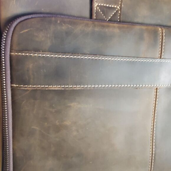 Luxorro Full-Grain Leather Laptop Bag Briefcase  for Men, 15.6-inch, Dark Brown - Picture 14 of 16